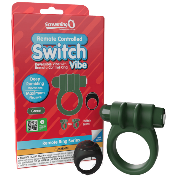 Remote Control Switch Vibe (Green) – Rechargeable Waterproof Double-Sided Vibrating Cock Ring