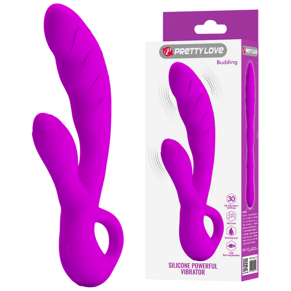 Pretty Love Budding – Silicone Powerful Vibrator with Rabbit Clitoral Stimulator