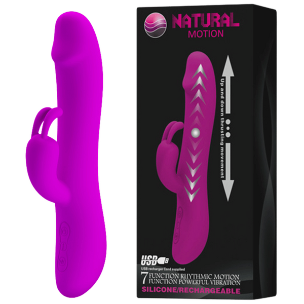 Natural Motion Thrusting – Rechargeable Silicone Rabbit Vibrator with 7 Functions