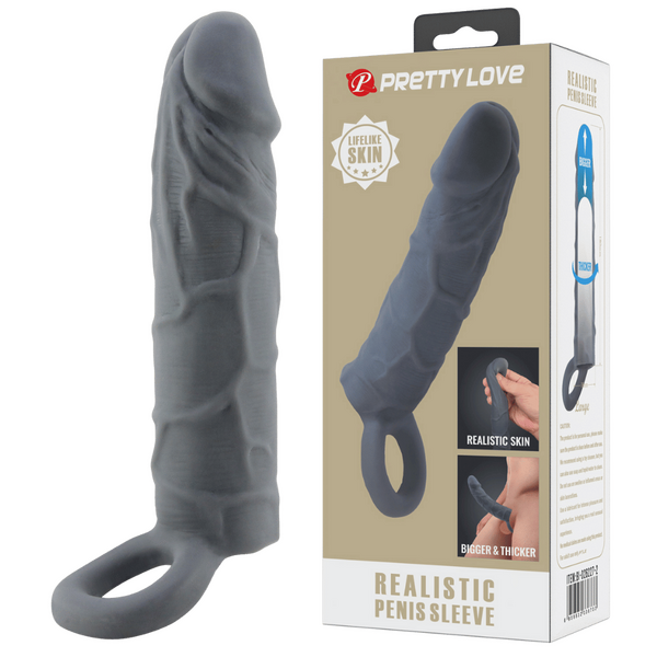 Realistic Spearhead Veiny Penis Sleeve – Enlargement Sleeve with Strap