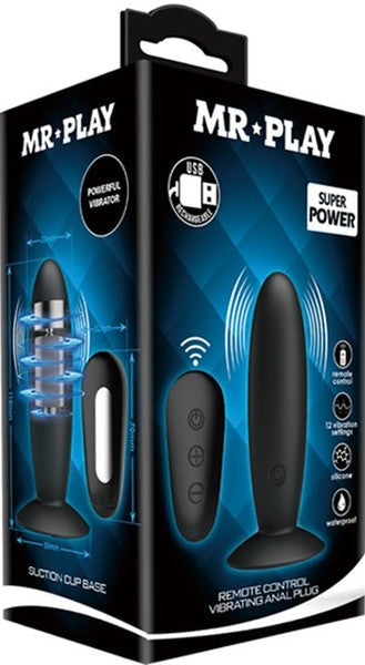 Pretty Love Mr. Play (Black) – Remote-Controlled Silicone Vibrating Anal Plug