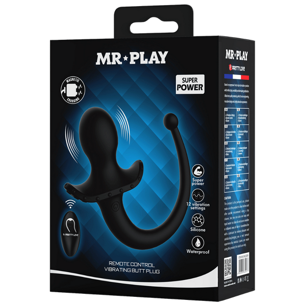 Remote Control Vibrating Butt Plug Tail (Black) – App-Compatible Wearable Vibrator with 12 Modes