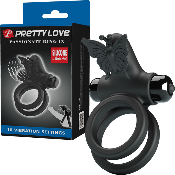 Pretty Love Passionate Ring IX – 10 Function Silicone Vibrating Cock Ring