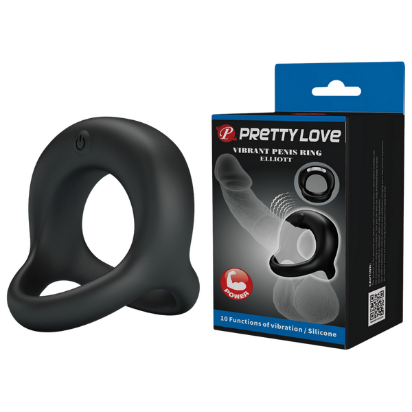 Vibrant Elliott Silicone Penis Ring With Ball Strap – Comfortable Stretchy Cock and Ball Ring