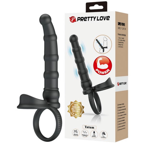 Tatum Cock Ring with Anal Probe – Silicone 10 Frequency Vibrating Cock Ring