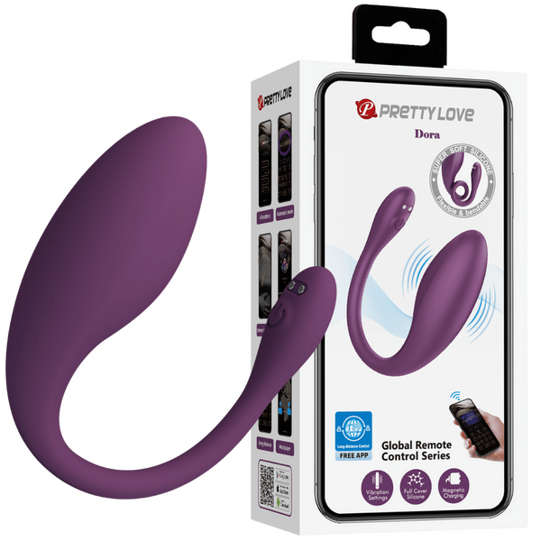 App Control Dora – App-Controlled Rechargeable Curved 12 Vibration Modes Couple's Vibrator