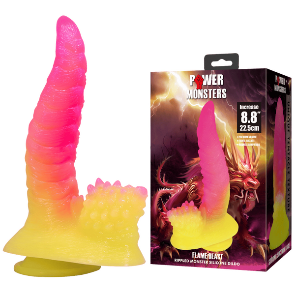 Flame Beast 8.8 Inch Silicone Dildo – Body-Safe Suction Base Dildo