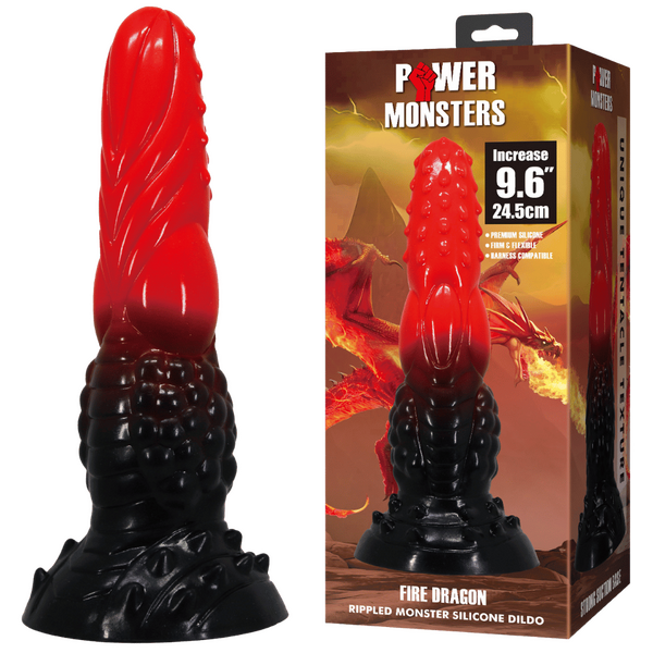 Fire Dragon 9.6 Inch – Rippled Texture Dildo with Suction Base