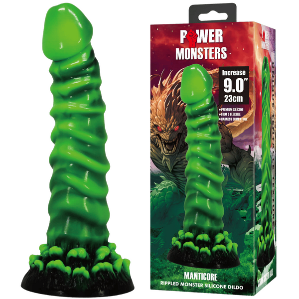 Manticore 9 Inch Textured Silicone Dildo – Body-Safe with Strong Suction Cup