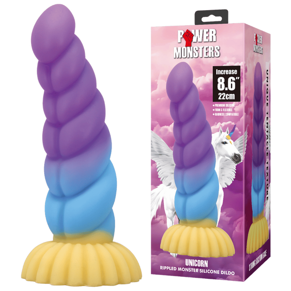 Unicorn Rippled Monster 8.6 Inch Silicone Dildo