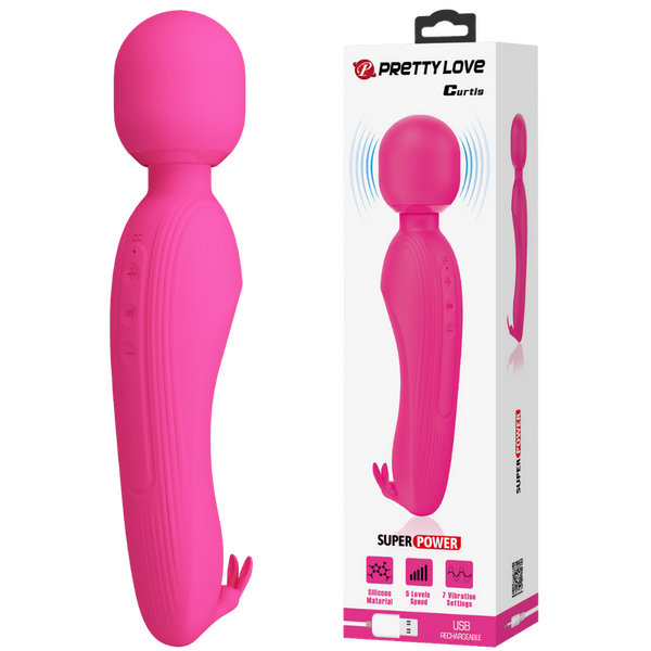 Pretty Love Curtis Wand – Rechargeable Silicone Wand Vibrator with Rabbit Ears