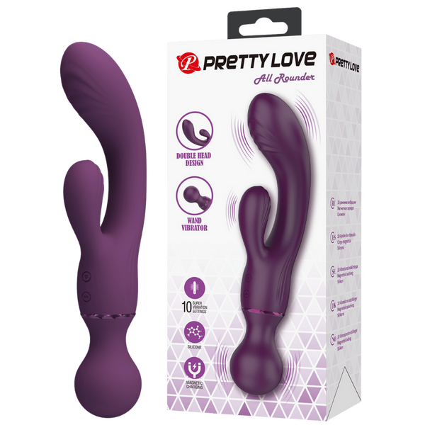 Rechargeable All Rounder – Waterproof Silicone Rabbit Vibrator with Ribbed Heads