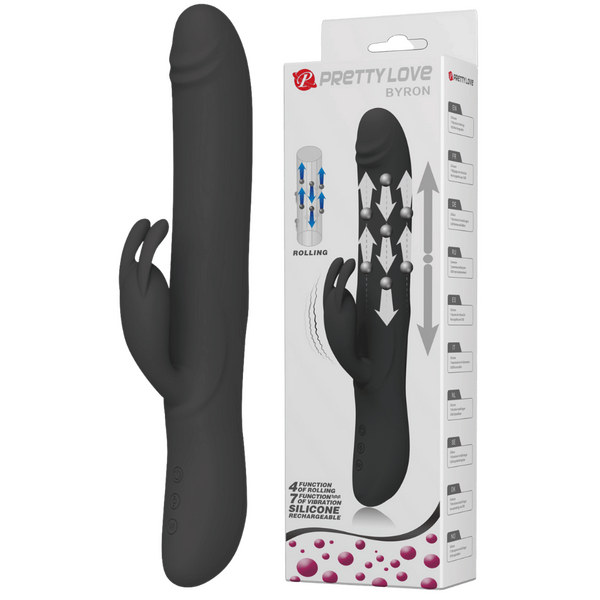 Byron Rabbit Vibrator - Rotating, Massaging, Clitoral Flickering, Fully Waterproof with Synchronous Thrusting Beads