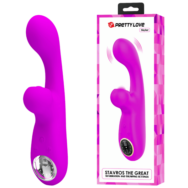 Rechargeable Skylar – Velvet Silicone Multifunction Rabbit Vibrator with Thumping and Vibration Modes