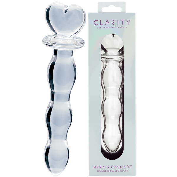 Hera's Cascade – 5.9 Inch Handblown Borosilicate Glass Dildo with Sculptural Handle