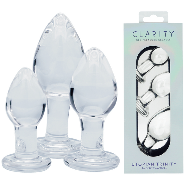 Utopian Trinity – Premium Borosilicate Glass Butt Plug Set Small, Medium, and Large Sizes