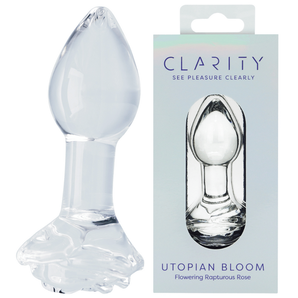 Clarity Utopian Bloom – 4.3 Inch Handcrafted Glass Butt Plug