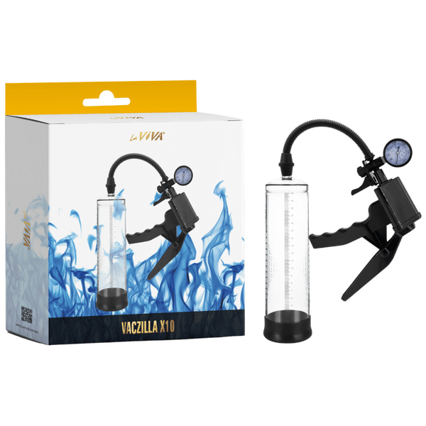 Vaczilla X10 Trigger Gauge Hand Grip – Penis Pump with Silicone Sleeve and Negative Pressure Gauge