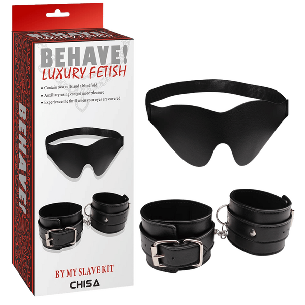 By My Slave Kit – Fully Adjustable Collar and Handcuffs Restraint Set