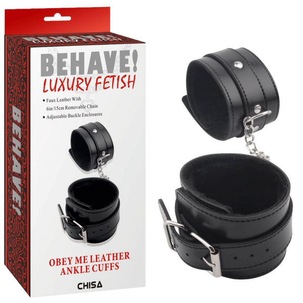 Obey Me Leather Ankle Cuffs – Adjustable Metal Hook Ankle Cuffs