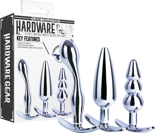 3 in 1 Metal Butt Plug Kit – High Gloss Finish Metal Butt Plug Set