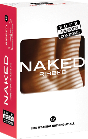 Four Seasons Naked Ribbed Ultra Thin Ribbed and Lubed Condoms 12 Pack