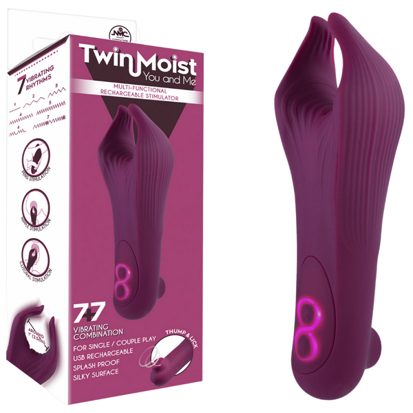 TwinMoist - Multi-Functional Rechargeable Stimulator – Splash Proof USB Rechargeable Vibrator