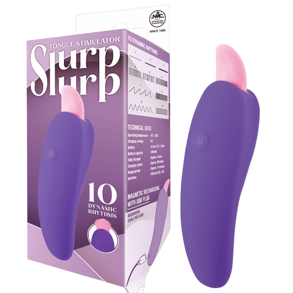 Slurp Slurp Tongue Stimulator – Magnetic Rechargeable 10 Rhythm Vibrator