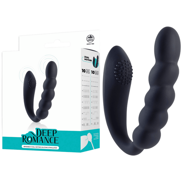 Bendable Dual Motors Silicone Stimulator – Rechargeable Splash Proof 4.6 Inch Vibrator