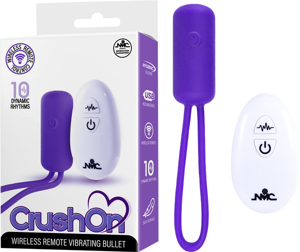 Crush On - Wireless Remote Vibrating Bullet – USB Rechargeable Silicone Bullet Vibrator