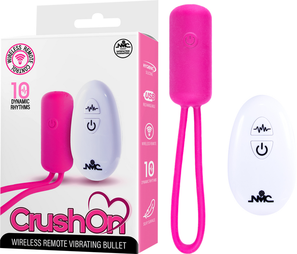 Crush On - Wireless Remote Vibrating Bullet – USB Rechargeable Silicone Bullet Vibrator