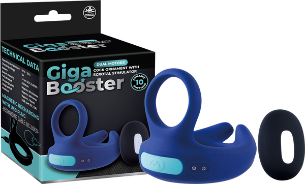Dual Motor Cock Ring with Scrotal Stimulator – Rechargeable Splashproof Silicone Toy