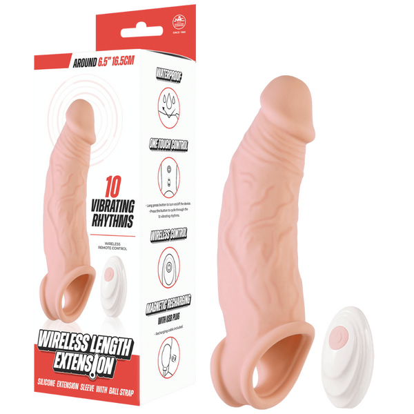 Wireless Length Extension – Waterproof 6.5 Inch Vibrating Extension Device
