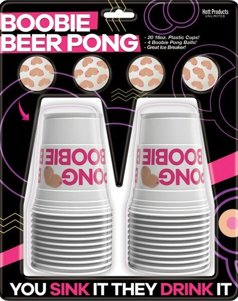 Boobie Beer Pong Set – Party Game with Boobie-Shaped Balls and Plastic Cups