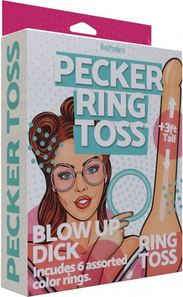 Pecker Ring Toss – Inflatable Party Game Set with Six Plastic Rings