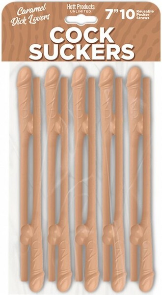 Hott Products Cock Sucker (Chocolate Brown) – 7 Inch Reusable Novelty Drink Straws Set of 10