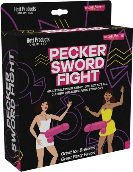 Bachelorette Pecker Sword Fight – Inflatable Strap-On Party Game Set