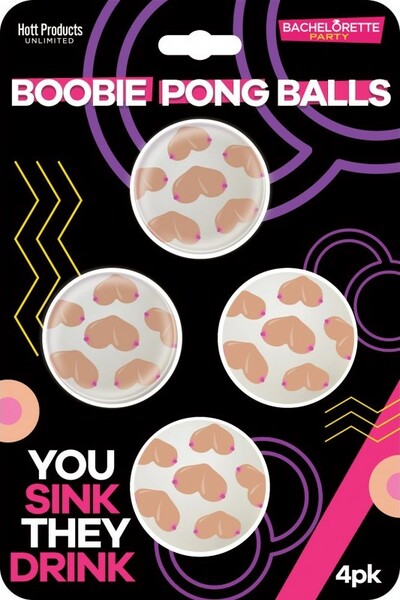 Boobie Beer Pong Balls – Novelty Party Game Accessory Set of Four Balls