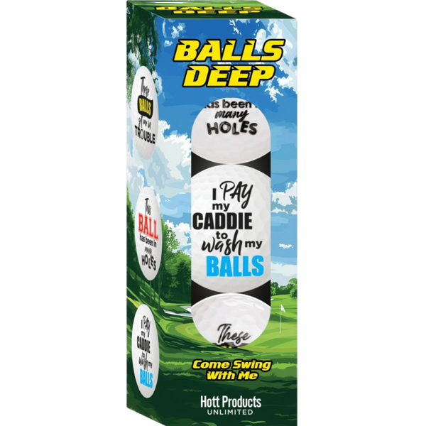 Balls Deep Novelty Golf Balls – Set of 3 Humorous Golf Ball Set