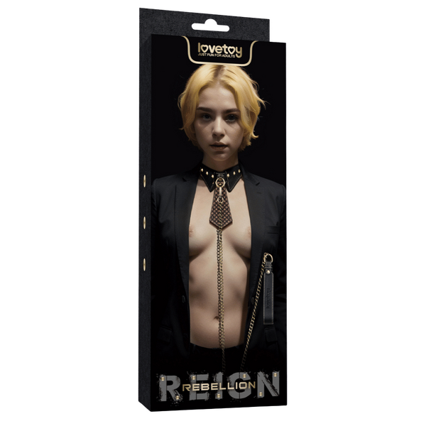 Rebellion Reign Collar with Leash – Luxury PU Leather Bondage Accessory