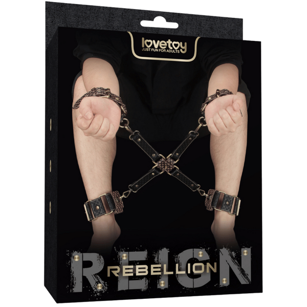 Rebellion Reign Hogtie Set – Bronze Spiked Handcuffs and Ankle Cuffs Restraint Set