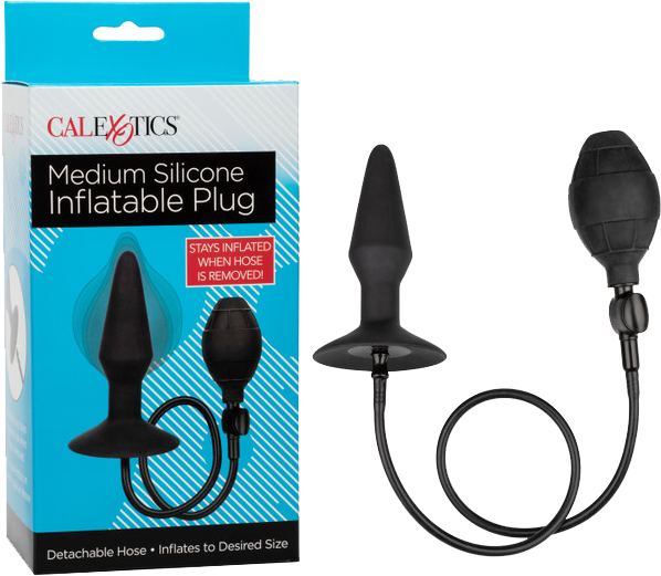 CalExotics Medium Silicone Inflatable Plug – Inflatable Anal Plug with Detachable Hose