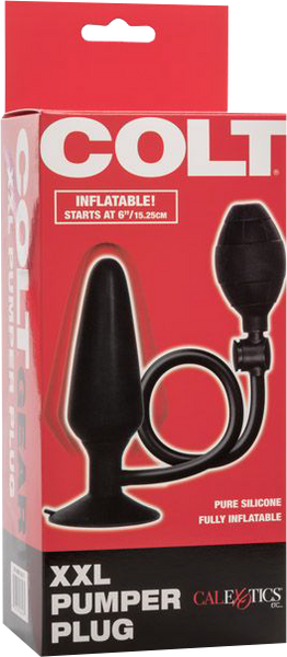 Colt XXL Pumper Plug Black Silicone Inflatable Anal Plug with Squeeze Bulb and Quick Release Valve