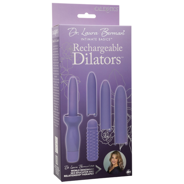 Dr. Laura Berman Dilators Set with Four Locking Sizes and Premium Silicone Textured Sleeve in Purple