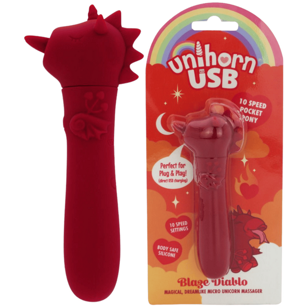 Unihorn Blaze Diablo (Red) – USB Rechargeable Silicone Bullet Vibrator with 10 Speeds