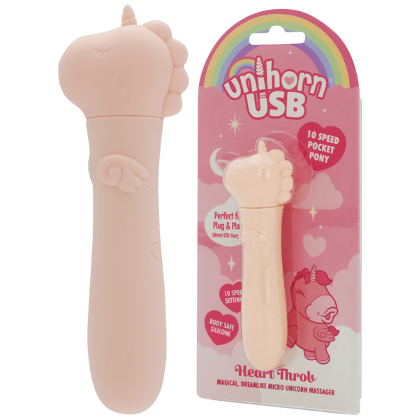 Unihorn Heart Throb (Pink) – Compact USB Rechargeable Bullet Vibrator with 10 Speeds