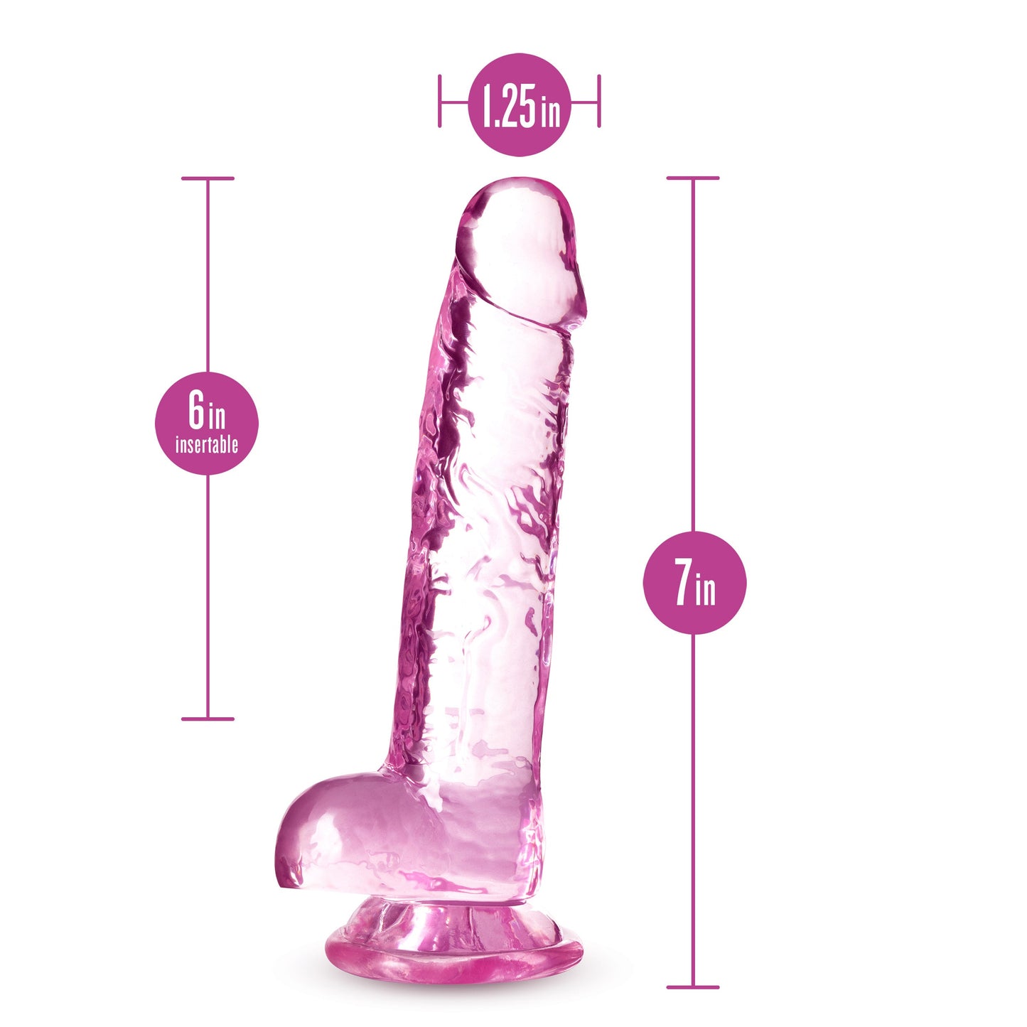 Naturally Yours Crystaline 7 Inch Dildo with Suction Cup Base