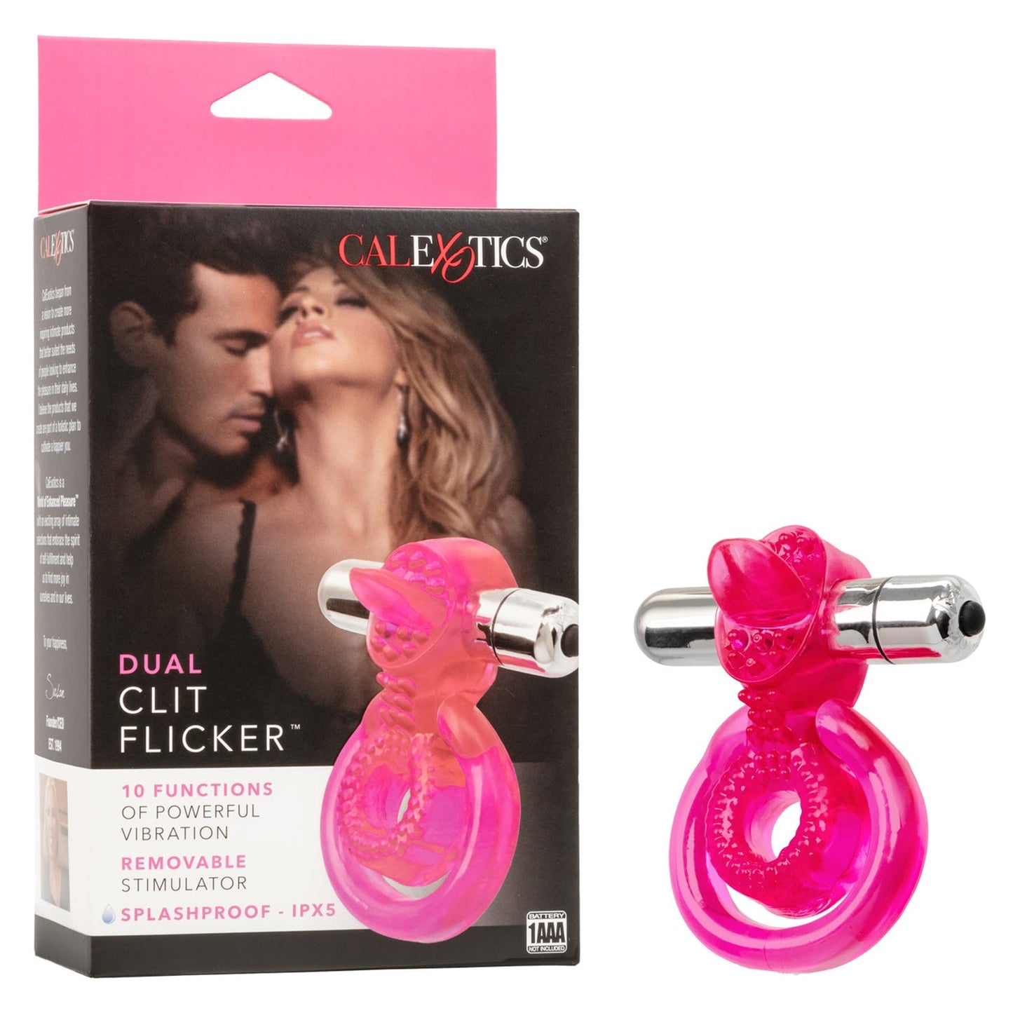 Dual Clit Flicker Vibrating Cockring with Removable Stimulator