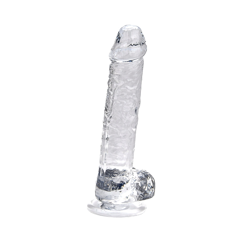 Loving Joy 7.5 Inch Clear Dildo with Balls – Realistic Suction Cup Dildo 7.5 Inch Length 1.4 Inch Diameter