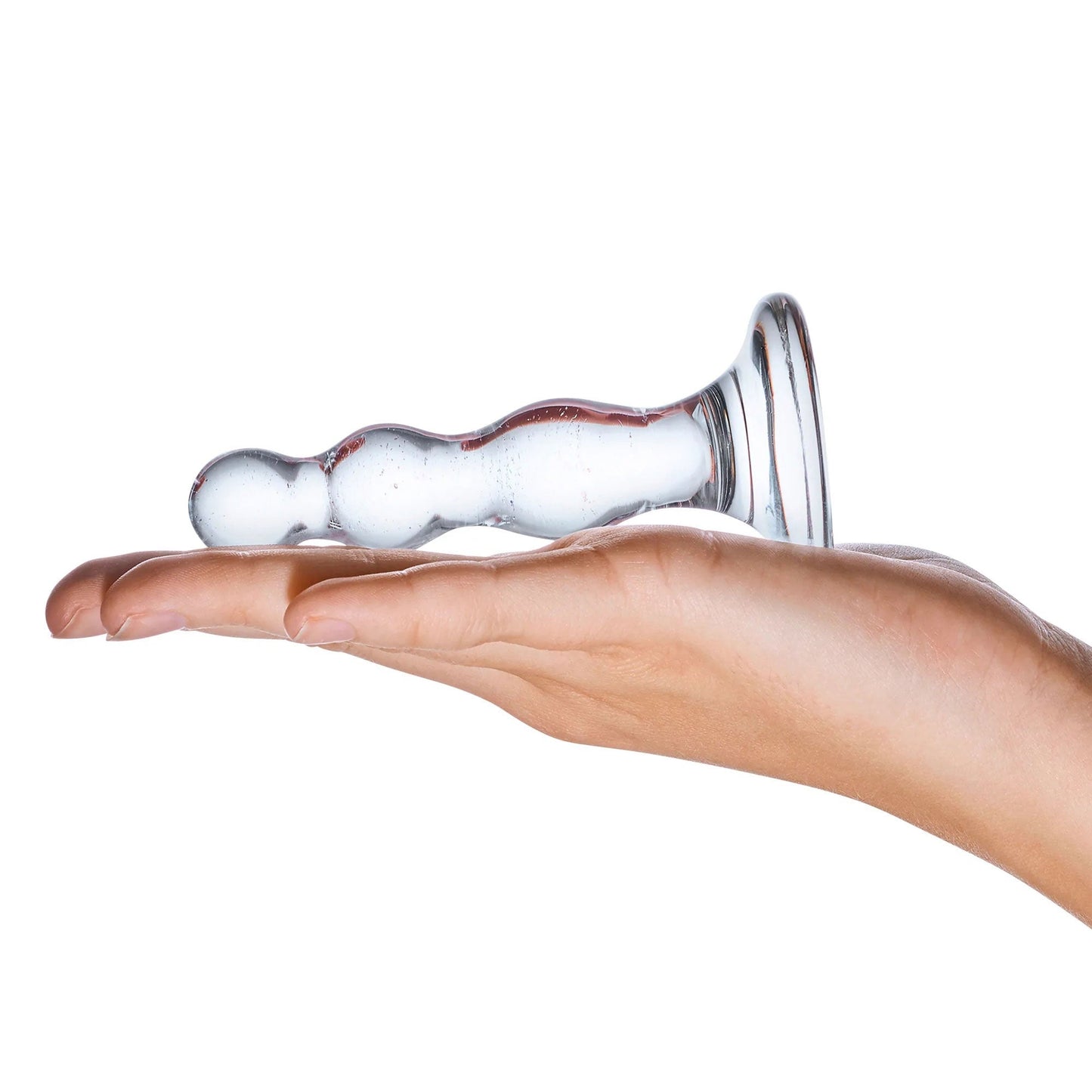Glas 4 Inch Triple Play Beaded Clear Glass Butt Plug